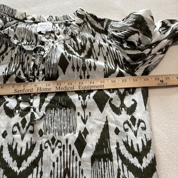 Misa‎ Los Angeles Evienne Green/White 2pc Outfit Tiered Skirt & Blouse SzXS Boho - Picture 5 of 13
